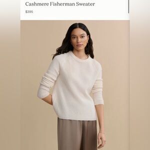 JENNI KAYNE Ivory Soft 100% Cashmere Fisherman Crewneck Knit Boxy Sweater XS EUC